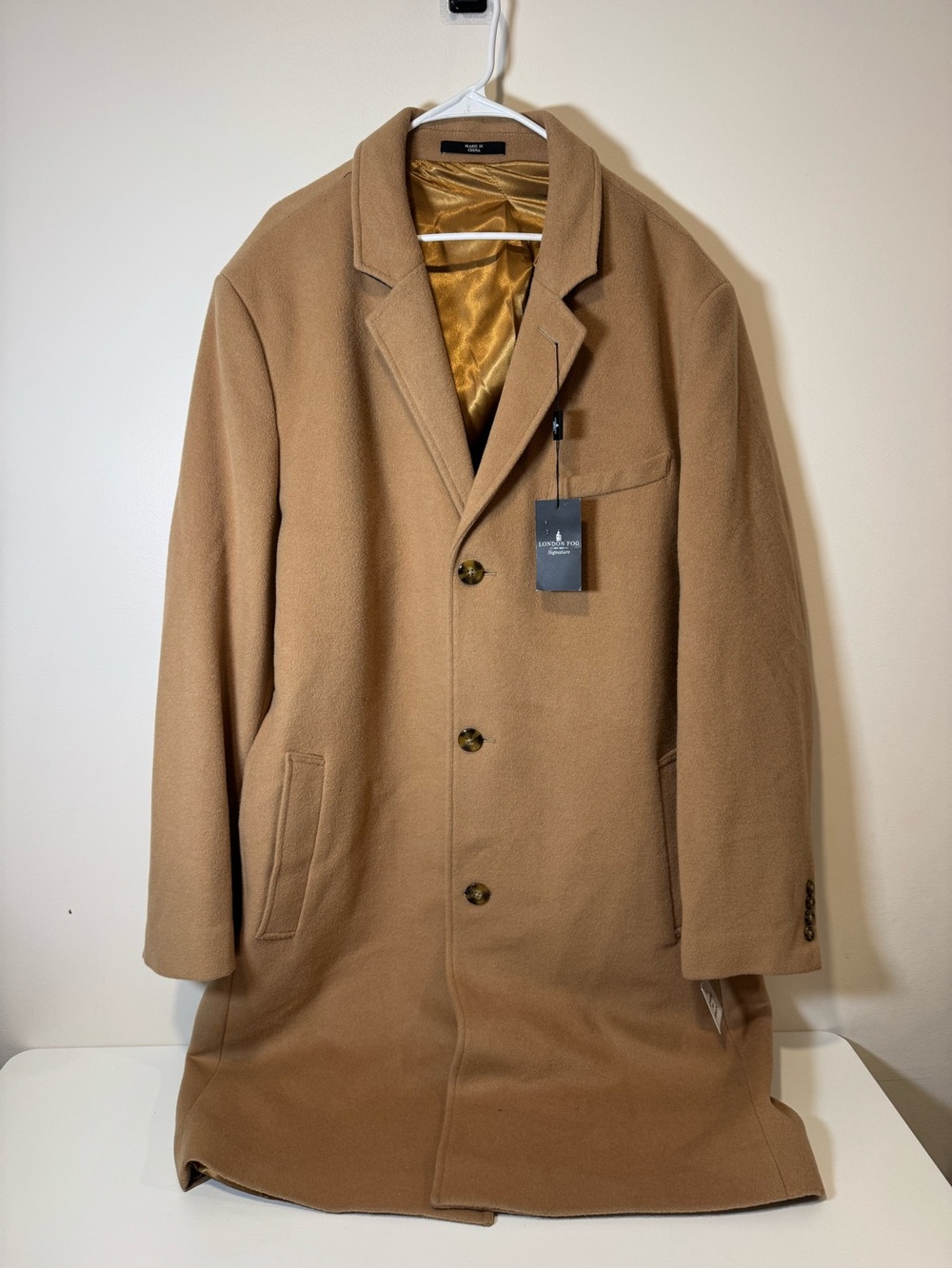 London Fog Men's Overcoat Trench Coat LF Signature Camel Size 50L NWT $395 Retai